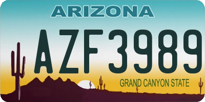 AZ license plate AZF3989