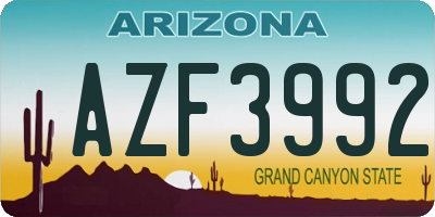AZ license plate AZF3992