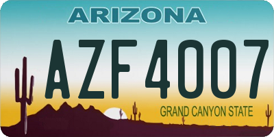 AZ license plate AZF4007