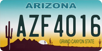 AZ license plate AZF4016