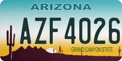 AZ license plate AZF4026