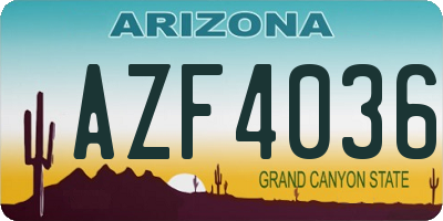 AZ license plate AZF4036