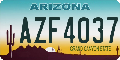 AZ license plate AZF4037