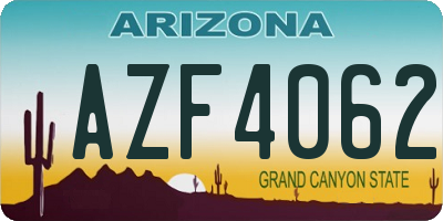AZ license plate AZF4062