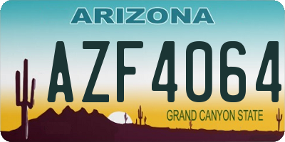 AZ license plate AZF4064