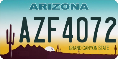 AZ license plate AZF4072