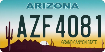 AZ license plate AZF4081
