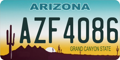 AZ license plate AZF4086