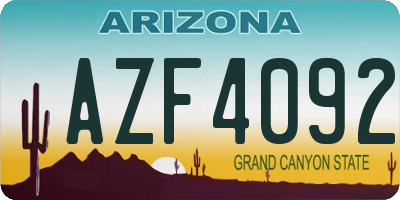 AZ license plate AZF4092