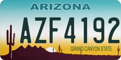AZ license plate AZF4192