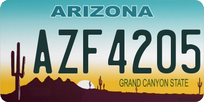 AZ license plate AZF4205