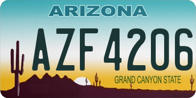 AZ license plate AZF4206