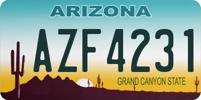 AZ license plate AZF4231