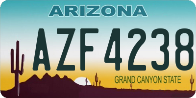 AZ license plate AZF4238