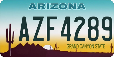 AZ license plate AZF4289