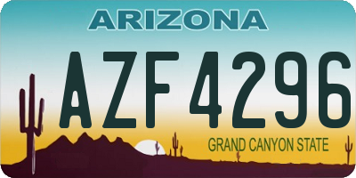 AZ license plate AZF4296