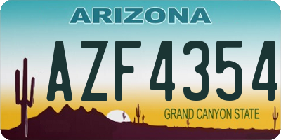 AZ license plate AZF4354