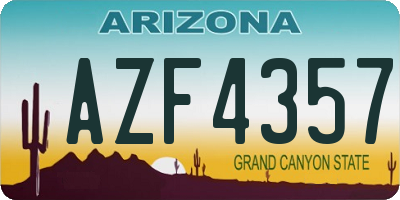AZ license plate AZF4357