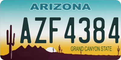 AZ license plate AZF4384