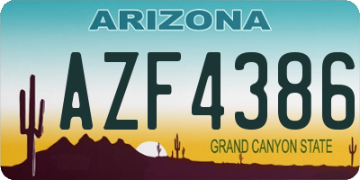 AZ license plate AZF4386