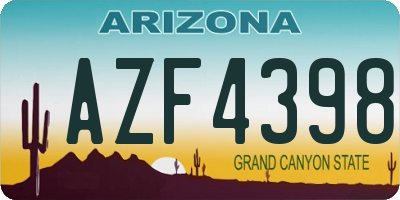 AZ license plate AZF4398