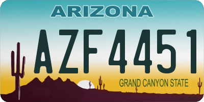 AZ license plate AZF4451