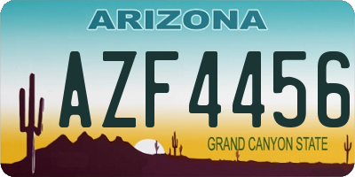 AZ license plate AZF4456
