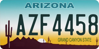 AZ license plate AZF4458