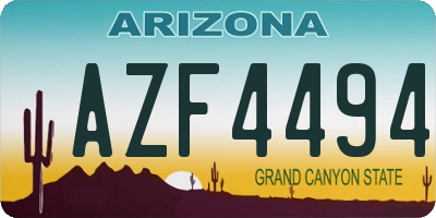 AZ license plate AZF4494