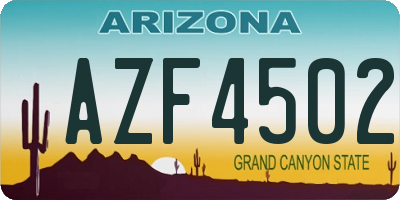 AZ license plate AZF4502