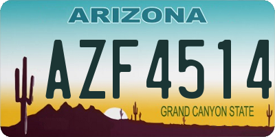 AZ license plate AZF4514