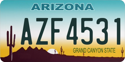 AZ license plate AZF4531