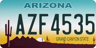 AZ license plate AZF4535