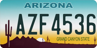 AZ license plate AZF4536