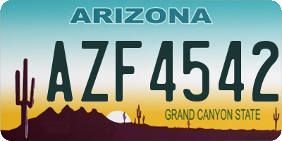 AZ license plate AZF4542