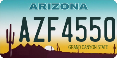 AZ license plate AZF4550