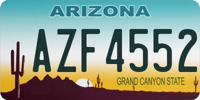 AZ license plate AZF4552