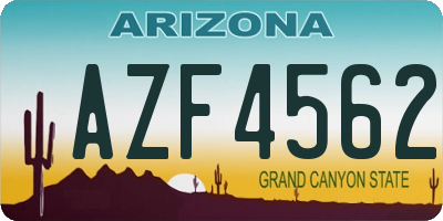 AZ license plate AZF4562