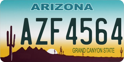 AZ license plate AZF4564