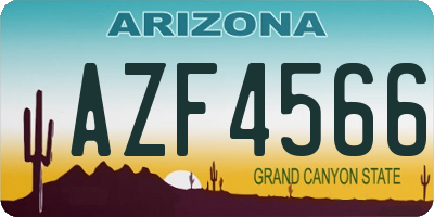 AZ license plate AZF4566