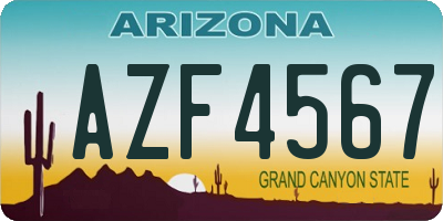 AZ license plate AZF4567