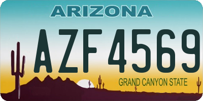 AZ license plate AZF4569
