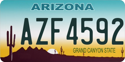 AZ license plate AZF4592