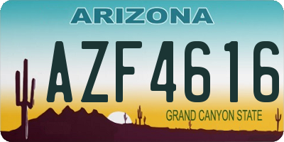 AZ license plate AZF4616