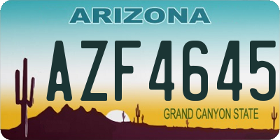 AZ license plate AZF4645