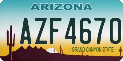 AZ license plate AZF4670