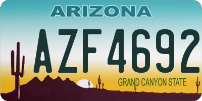 AZ license plate AZF4692