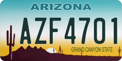 AZ license plate AZF4701