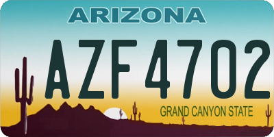 AZ license plate AZF4702