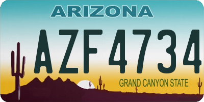 AZ license plate AZF4734